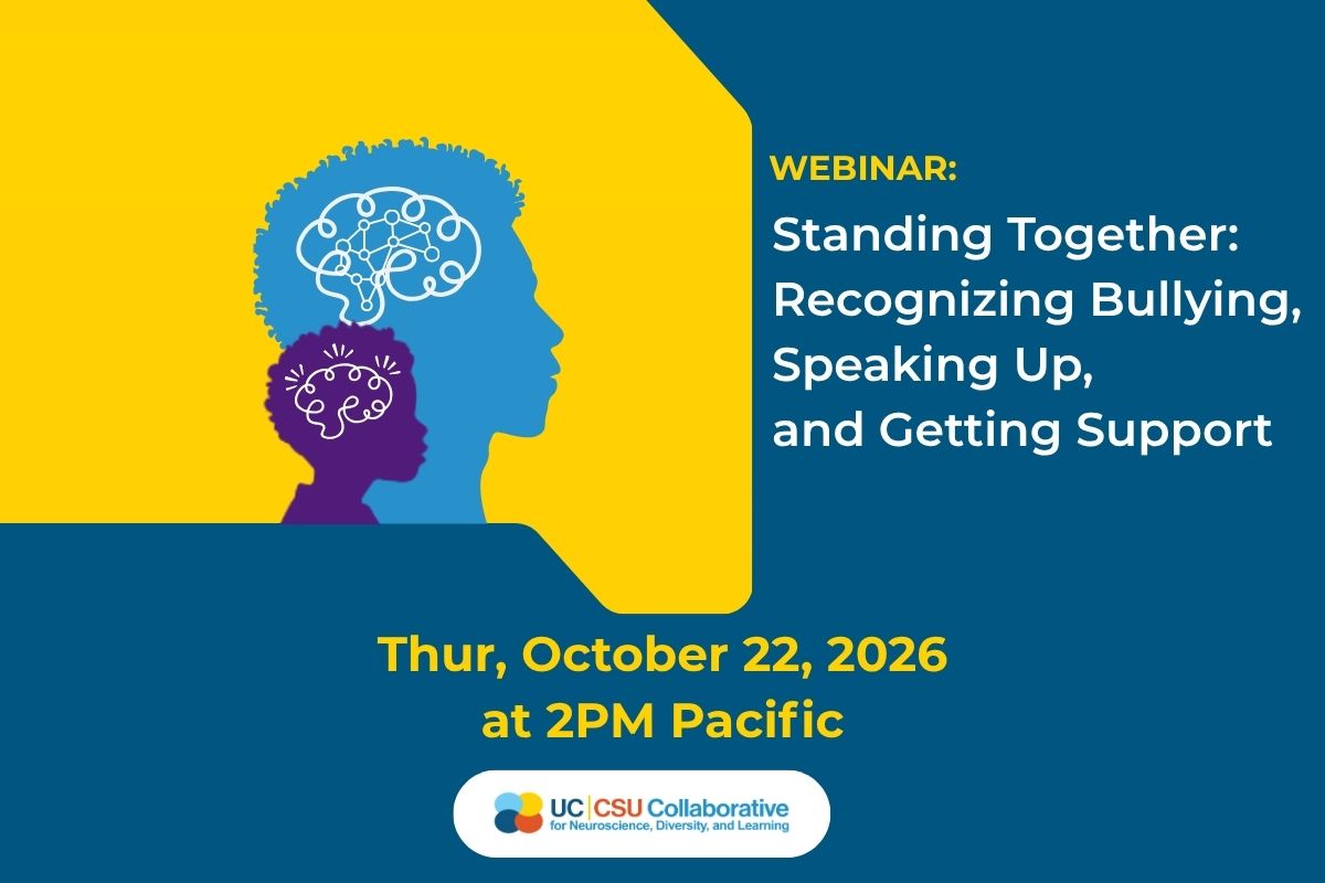 Webinar banner, click to register for Standing Together: Recognizing Bullying, Speaking Up, and Getting Support